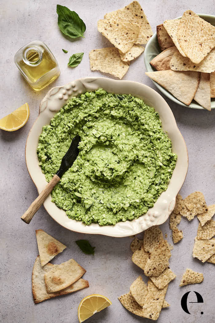 Green Goddess Salad Dip with Tortilla Chips by Elizabeth Rider 