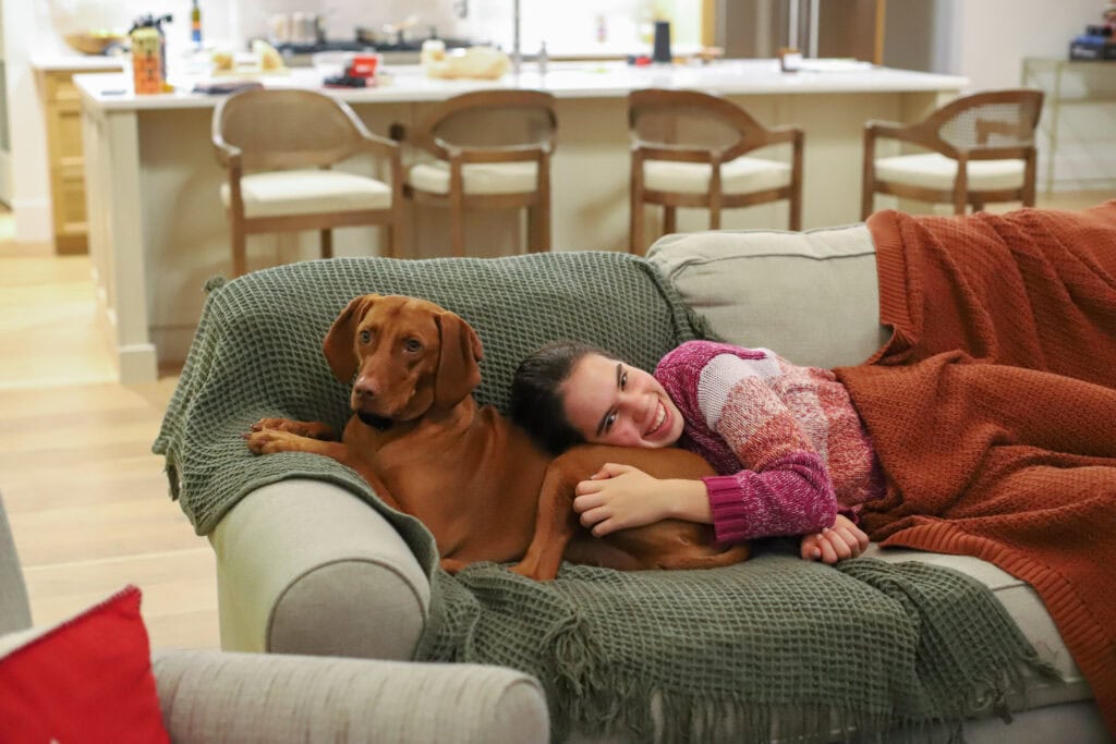 snuggling with finley Day in the Life: 13 Years Old & 10 Years Old