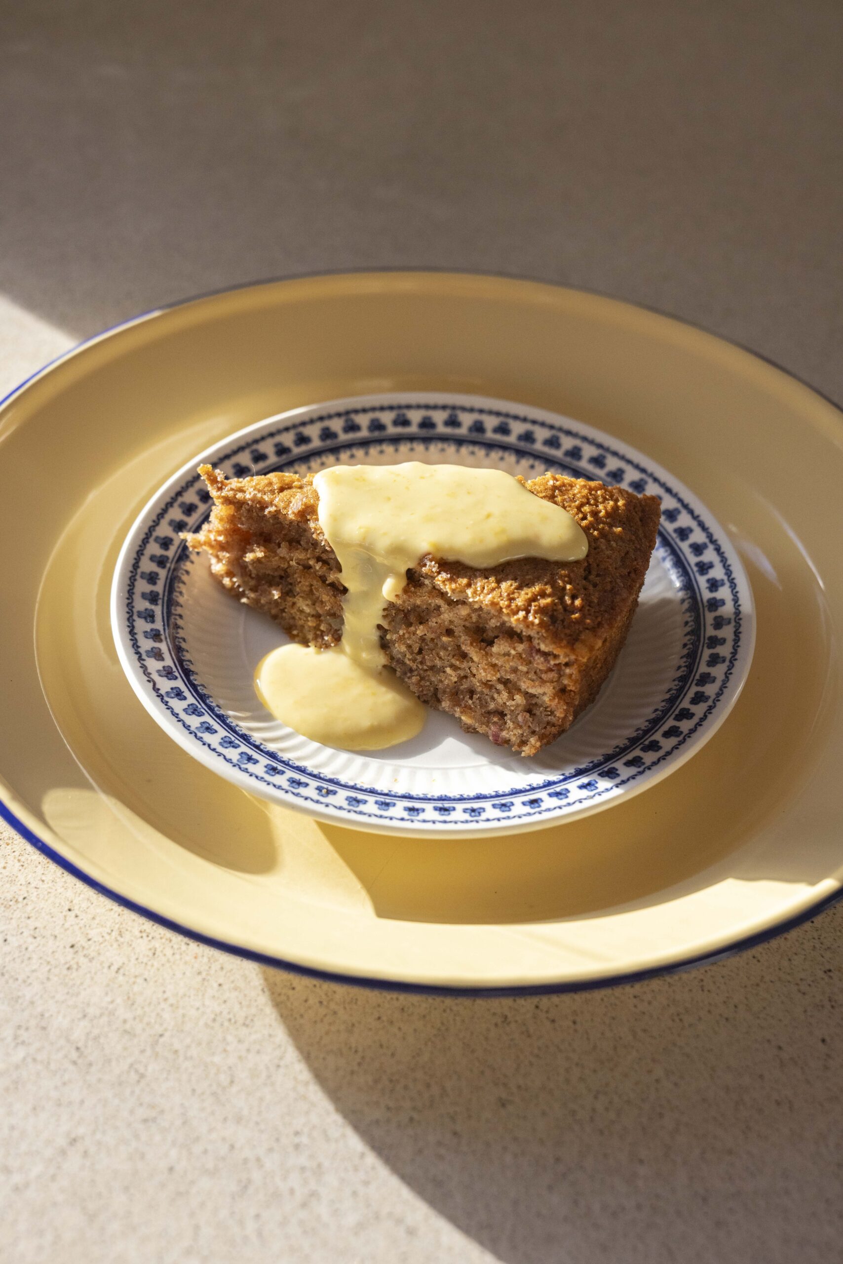 Vanilla Date Buttermilk Bran Cake With Orange Crème Anglaise